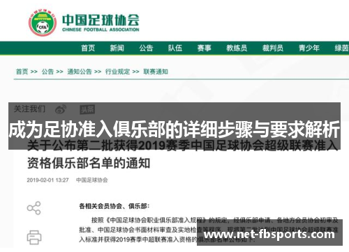 成为足协准入俱乐部的详细步骤与要求解析