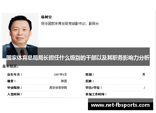 国家体育总局局长担任什么级别的干部以及其职务影响力分析